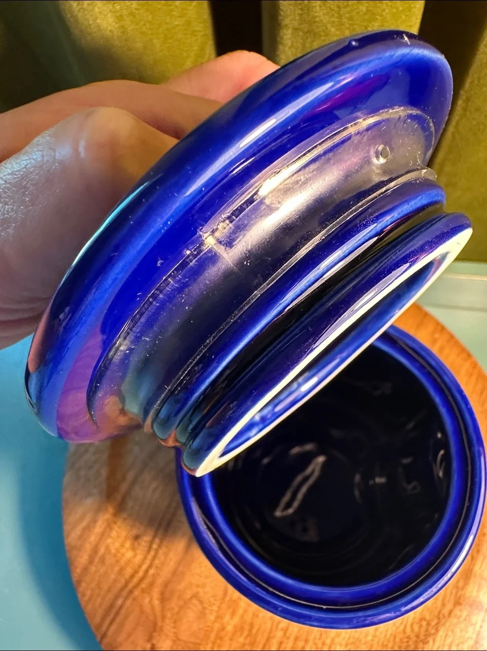 Cobalt blue goodies jar with lid rubber band complete